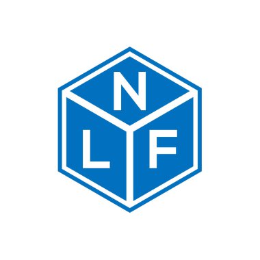 Siyah arka planda NLF harf logosu tasarımı. NLF yaratıcı harf logosu konsepti. NLF harf tasarımı.