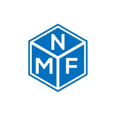 Siyah arka planda NMF harf logosu tasarımı. NMF yaratıcı harflerin baş harfleri logo kavramı. NMF harf tasarımı.