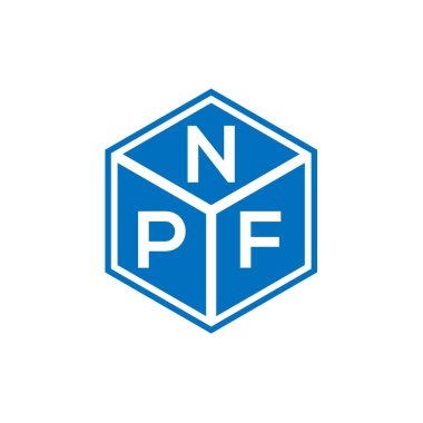 Siyah arka planda NPF harf logosu tasarımı. NPF yaratıcı harflerin baş harfleri logo kavramı. NPF harf tasarımı.