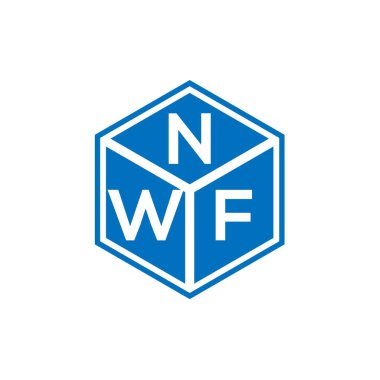 Siyah arka planda NWF harf logosu tasarımı. NWF yaratıcı harflerin baş harfleri logo kavramı. NWF harf tasarımı.