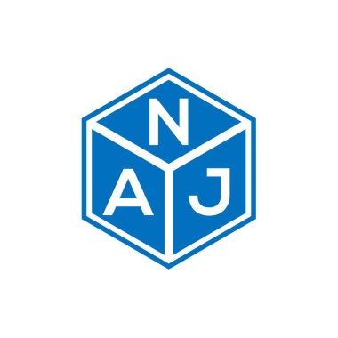 NAJ harf logosu tasarımı siyah arka planda. NAJ yaratıcı harf logosu konsepti. NAJ harf tasarımı.