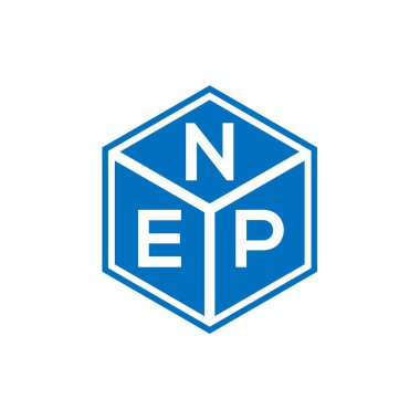 Siyah arka planda NEP harf logosu tasarımı. NEP yaratıcı harflerin baş harfleri logo kavramı. NEP harf tasarımı.