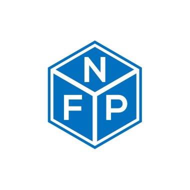 Siyah arka planda NFP harf logosu tasarımı. NFP yaratıcı harflerin baş harfleri logo kavramı. NFP harf tasarımı.
