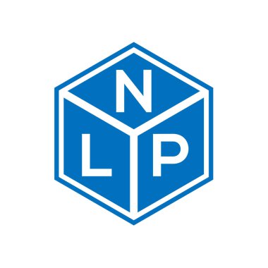 Siyah arka planda NLP harf logosu tasarımı. NLP yaratıcı harflerin baş harfleri logo kavramı. NLP harf tasarımı.