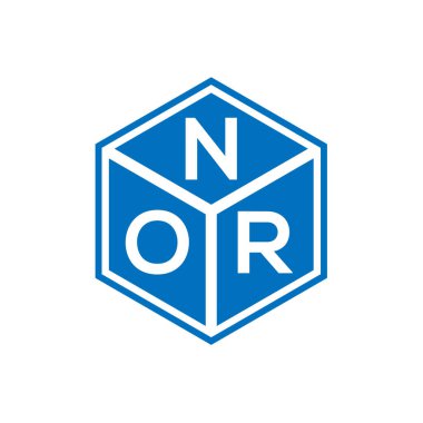 Siyah arka planda NOR harfi logo tasarımı. NOR yaratıcı harflerin baş harfleri logo kavramı. NOR harf tasarımı.
