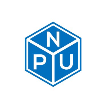 Siyah arka planda NPU harf logosu tasarımı. NPU yaratıcı harf logosu konsepti. NPU harf tasarımı.