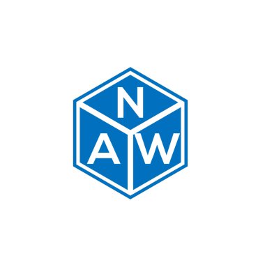 Siyah arka planda NAW harf logosu tasarımı. NAW yaratıcı harflerin baş harfleri logo kavramı. NAW harf tasarımı.