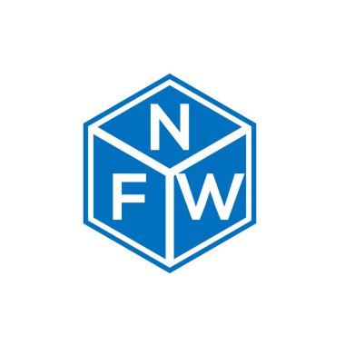 Siyah arka planda NFW harf logosu tasarımı. NFW yaratıcı harflerin baş harfleri logo kavramı. NFW harf tasarımı.