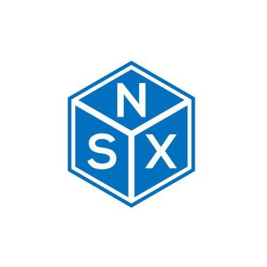 Siyah arkaplanda NSX harf logosu tasarımı. NSX yaratıcı harflerin baş harfleri logo kavramı. NSX harf tasarımı.