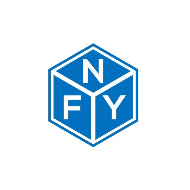 Siyah arka planda NFY harf logosu tasarımı. NFY yaratıcı harflerin baş harfleri logo kavramı. NFY harf tasarımı.