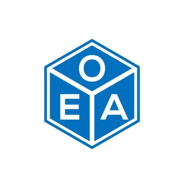 Siyah arka planda OEA harf logosu tasarımı. OEA yaratıcı harflerin baş harfleri logo kavramı. OEA harf tasarımı.
