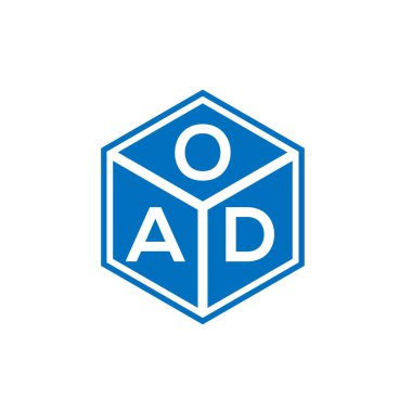 Siyah arkaplanda OAD harfi logo tasarımı. OAD yaratıcı harflerin baş harfleri logo kavramı. OAD harf tasarımı.