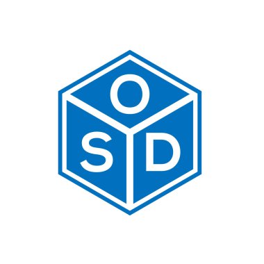 Siyah arka planda OSD harf logosu tasarımı. OSD yaratıcı harflerin baş harfleri logo kavramı. OSD harf tasarımı.