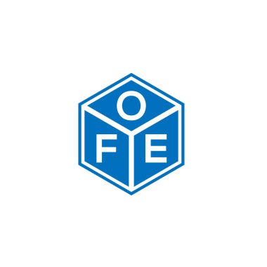 OFE harfi logo tasarımı siyah arka planda. OFE yaratıcı harflerin baş harfleri logo kavramı. OFE harf tasarımı.