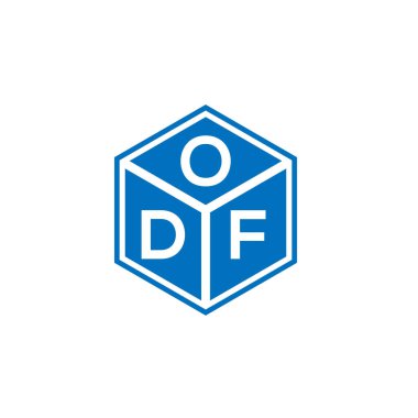 Siyah arka planda ODF harf logosu tasarımı. ODF yaratıcı harflerin baş harfleri logo kavramı. ODF harf tasarımı.
