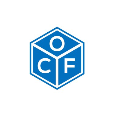 Siyah arka planda OCF harf logosu tasarımı. OCF yaratıcı harflerin baş harfleri logo kavramı. OCF harf tasarımı.