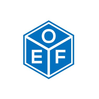 Siyah arka planda OEF harf logosu tasarımı. OEF yaratıcı harflerin baş harfleri logo kavramı. OEF harf tasarımı.