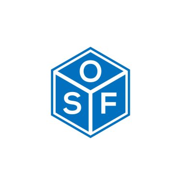 Siyah arka planda OSF harf logosu tasarımı. OSF yaratıcı harflerin baş harfleri logo kavramı. OSF harf tasarımı.