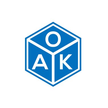 Siyah arka planda OAK mektup logosu tasarımı. OAK yaratıcı harf logosu konsepti. OAK mektup tasarımı.