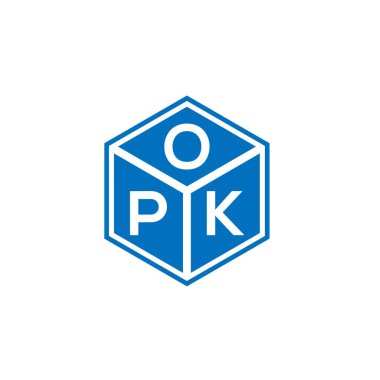 Siyah arkaplanda OPK harf logosu tasarımı. OPK yaratıcı harflerin baş harfleri logo kavramı. OPK harf tasarımı.