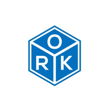 ORK harfi logo tasarımı siyah arkaplan üzerine. ORK yaratıcı harflerin baş harfleri logo kavramı. ORK harf tasarımı.
