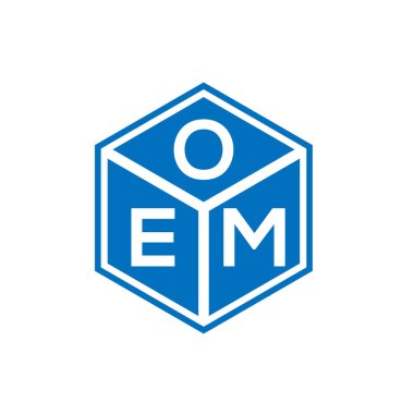 Siyah arka planda OEM harf logosu tasarımı. OEM yaratıcı harflerin baş harfleri logo kavramı. OEM harf tasarımı.