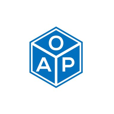 Siyah arka planda OAP harf logosu tasarımı. OAP yaratıcı harflerin baş harfleri logo kavramı. OAP harf tasarımı.