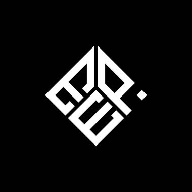 Siyah arka planda EPE harf logosu tasarımı. EPE yaratıcı harflerin baş harfleri logo kavramı. EPE harf tasarımı.
