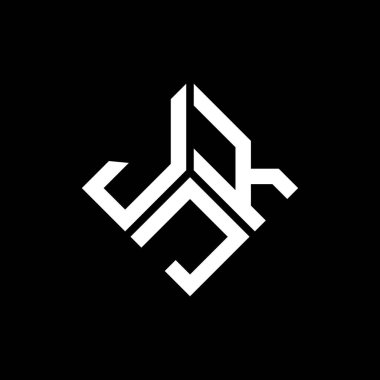 Siyah arka planda JKJ harf logosu tasarımı. JKJ yaratıcı harflerin baş harfleri logo kavramı. JKJ harf tasarımı.