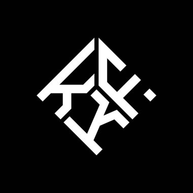Siyah arkaplanda KFK harf logosu tasarımı. KFK yaratıcı harflerin baş harfleri logo kavramı. KFK harf tasarımı.
