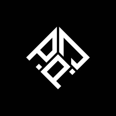 Siyah arkaplanda PJP harf logosu tasarımı. PJP yaratıcı harf logosu konsepti. PJP harf tasarımı.