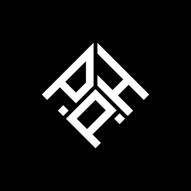 Siyah arkaplan üzerinde PHP harf logosu tasarımı. PHP yaratıcı harflerin baş harfleri logo kavramı. PHP harf tasarımı.