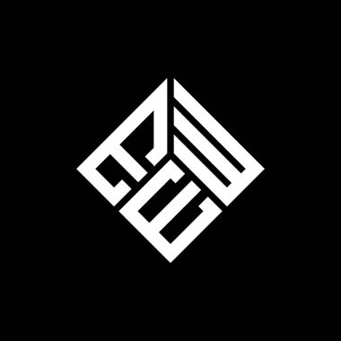 Siyah arka planda EWE harf logosu tasarımı. EWE yaratıcı harfler logosu konsepti. EWE harf tasarımı.