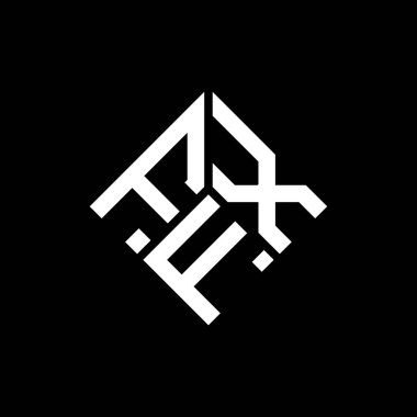 Siyah arkaplanda FXF harf logosu tasarımı. FXF yaratıcı harf logosu konsepti. FXF harf tasarımı.