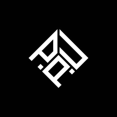 Siyah arka planda PUP harf logosu tasarımı. PUP yaratıcı harfler logosu konsepti. PUP harf tasarımı.