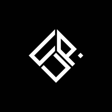 Siyah arka planda UPU harf logosu tasarımı. UPU yaratıcı harflerin baş harfleri logo kavramı. UPU harf tasarımı.