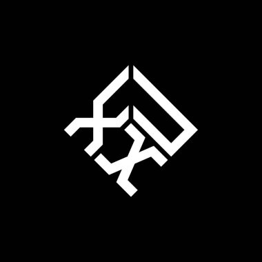 Siyah arkaplanda XUX harf logosu tasarımı. XUX yaratıcı harf logosu konsepti. XUX harf tasarımı.
