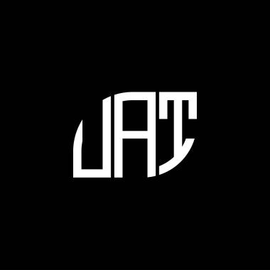 Siyah arka planda UAT harf logosu tasarımı. UAT yaratıcı harf logosu konsepti. UAT harf tasarımı.
