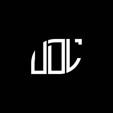 Siyah arkaplanda UDL harf logosu tasarımı. UDL yaratıcı harflerin baş harfleri logo kavramı. UDL harf tasarımı.
