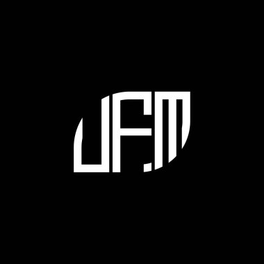 Siyah arka planda UFM harf logosu tasarımı. UFM yaratıcı harflerin baş harfleri logo kavramı. UFM harf tasarımı.