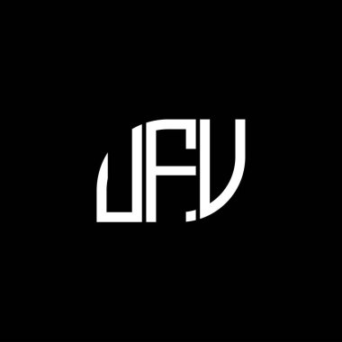 Siyah arkaplanda UFV harf logosu tasarımı. UFV yaratıcı harflerin baş harfleri logo kavramı. UFV harf tasarımı.