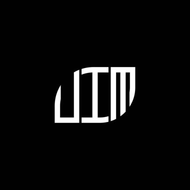 Siyah arkaplanda UIM harfi logo tasarımı. UIM yaratıcı harflerin baş harfleri logo kavramı. UIM harf tasarımı.