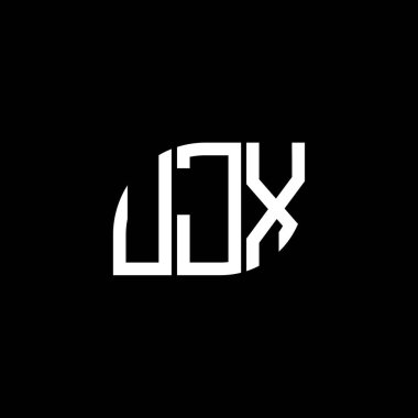 Siyah arkaplanda UJX harf logosu tasarımı. UJX yaratıcı harflerin baş harfleri logo kavramı. UJX harf tasarımı.
