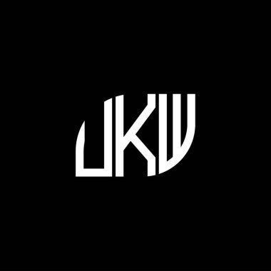 Siyah arkaplanda UKW harf logosu tasarımı. UKW yaratıcı harflerin baş harfleri logo kavramı. UKW harf tasarımı.