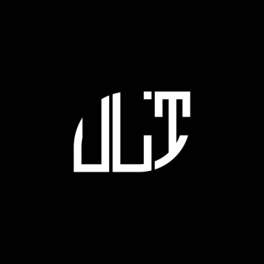 Siyah arkaplanda ULT harf logosu tasarımı. UlT yaratıcı harflerin baş harfleri logo konsepti. ULT harf tasarımı.
