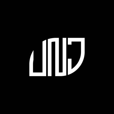 Siyah arka planda UNJ harf logosu tasarımı. UNJ yaratıcı harflerin baş harfleri logo kavramı. UNJ harf tasarımı.