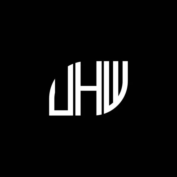 Σχεδιασμός Λογότυπου Γραμμάτων Uhw Μαύρο Φόντο Uhw Δημιουργικό Πρωτότυπο Γράμμα — Διανυσματικό Αρχείο