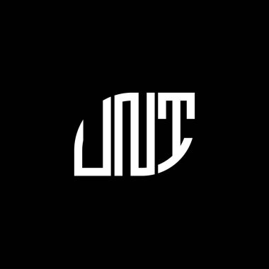 Siyah arka planda UNT harfi logo tasarımı. UNT yaratıcı harfler logosu konsepti. UNT harf tasarımı.