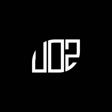 Siyah arkaplanda UOZ harf logosu tasarımı. UOZ yaratıcı harflerin baş harfleri logo kavramı. UOZ harf tasarımı.