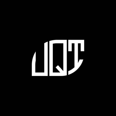 Siyah arkaplanda UQT harf logosu tasarımı. UQT yaratıcı harflerin baş harfleri logo kavramı. UQT harf tasarımı.